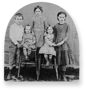 black and white photograph of five children from one of Chesterfield's historic families