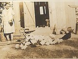 Eliza Jane Eatherton with her chickens
