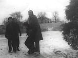Majorie Wilmas, Nina & Wanda Zierenberg and EH Zierenberg ice skating on a pond in Chesterfield. Courtesy of CHLPC.